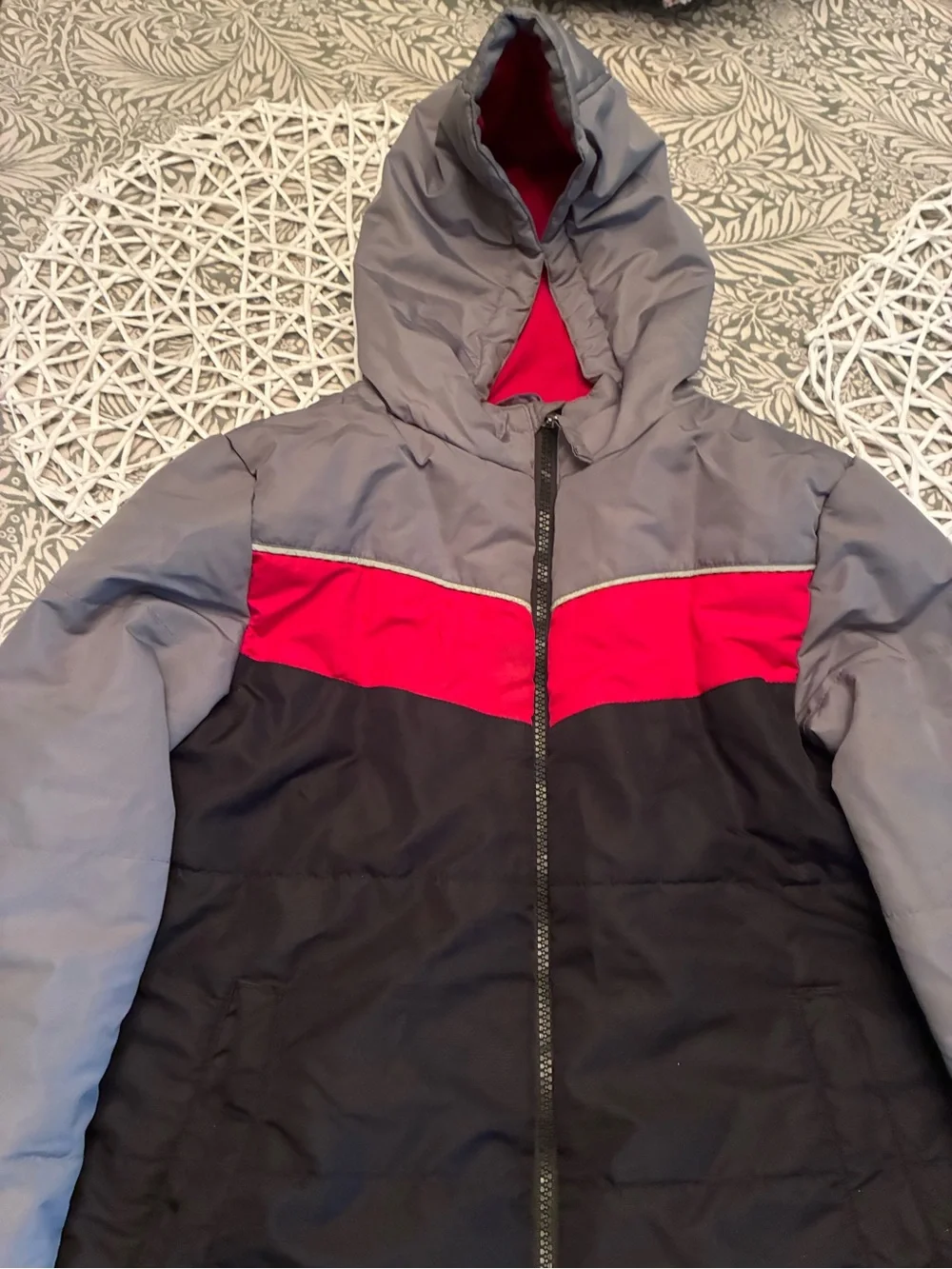Kids Red Fleece lined winter Jacket - Cozy Hooded Coat